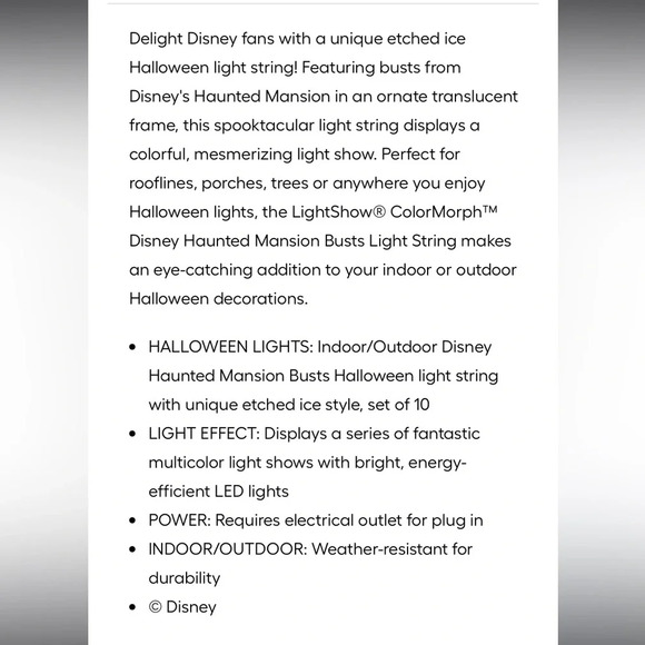 Disney Haunted Mansion Graveyard Busts ColorMorph Light String LED NEW - Picture 2 of 4